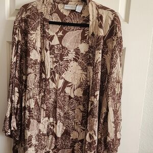 Jaclyn Smith Womens 2X Kimono Cardigan Tunic Top Open Front Gauzy Artsy Floral